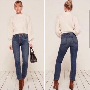 Reformation | Winona Mid Button Fly in Baltic Wash | 27